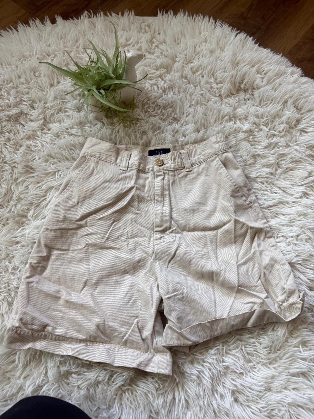 Slim GAP Cream Cotton high waisted Safari summer cute spring women’s Slim Shorts
